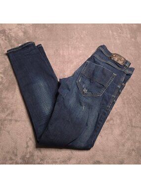 Diesel Tepphar Slim Carrot Mens Distressed Dark Wash Jeans 32 Pockets Stretch